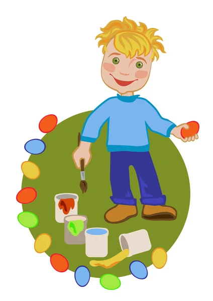 Kid with easter eggs — Stock Vector