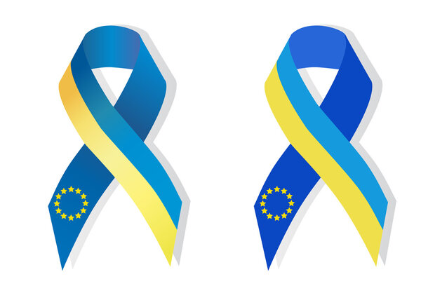 Two Blue and yellow ribbons