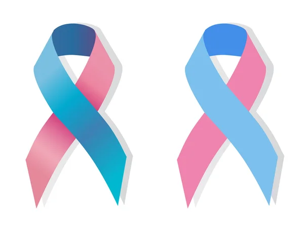Two Pink and blue ribbons — Stock Vector