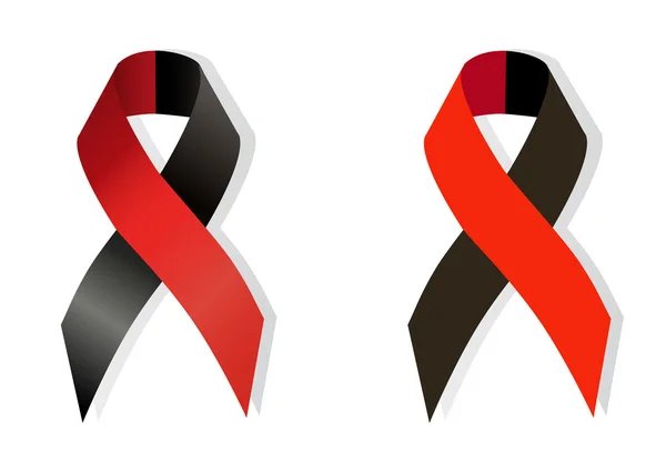 Two Red and black ribbons — Stock Vector