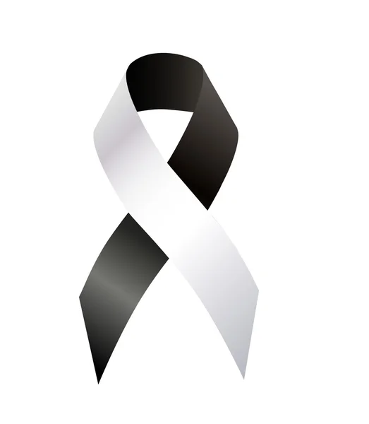 Black and White Ribbon Awareness — Stock Photo, Image
