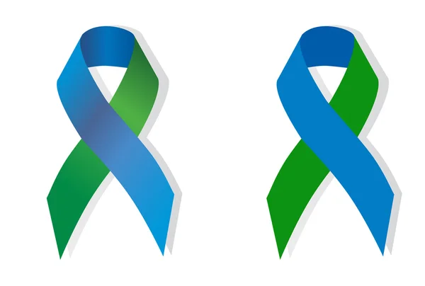 Blue and Green Awareness Ribbon — Stock Vector