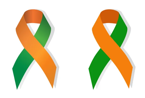 Green-Orange Awareness Ribbon — Stock Vector