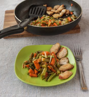 kızarmış tavuk ve garnitür