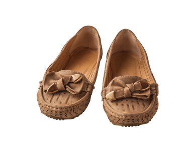 A pair of female beige moccasins clipart