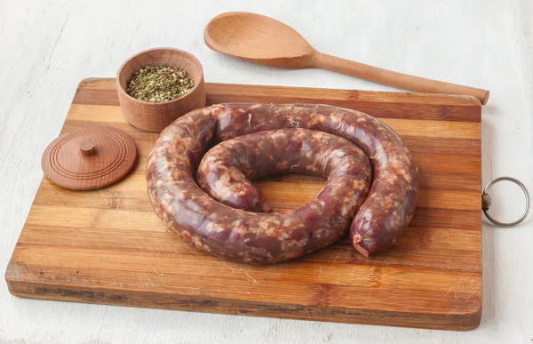 Homemade raw liver pork sausage — Stock Photo, Image