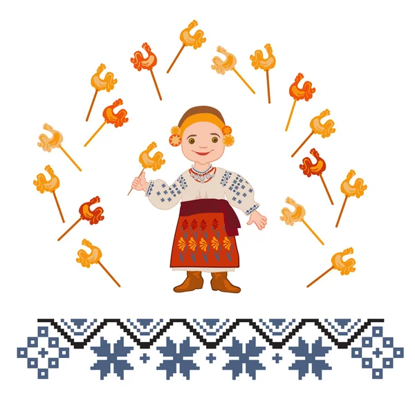 Дівчата в національних українських костюм — стоковий вектор