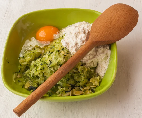 Grated zucchini for cooking pancakes — Stock Photo, Image