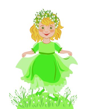 Küçük kız baharın gelişini kutluyor