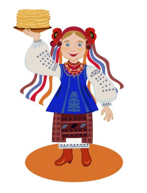 kız Ukrayna ulusal kostüm
