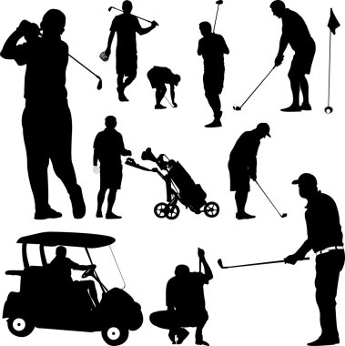 Beyaz arkaplanda Golf Oyuncusu Silueti