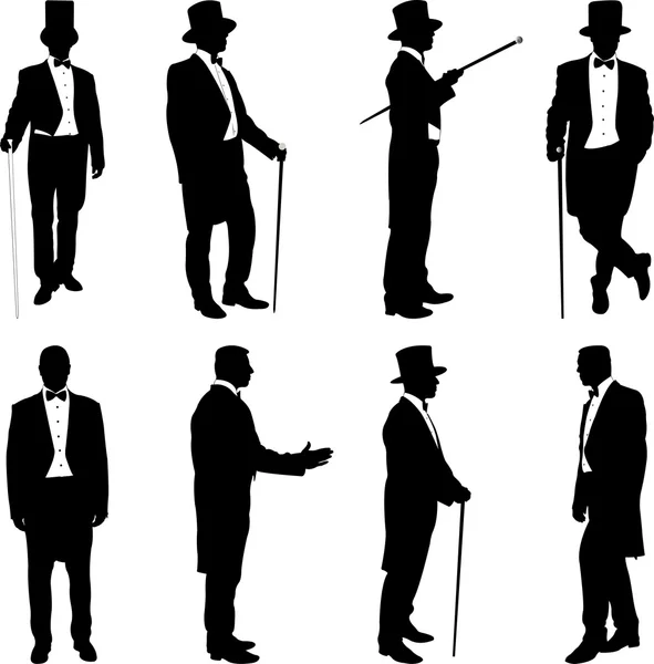 Silhouette of a gentleman in a tuxedo — Stock Vector
