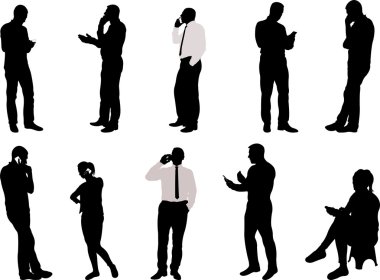 İnsanlar siluetleri ile telefon