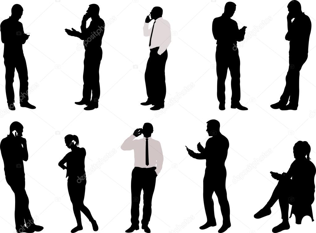 people silhouettes with phone