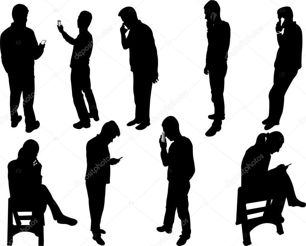 People silhouettes with phone