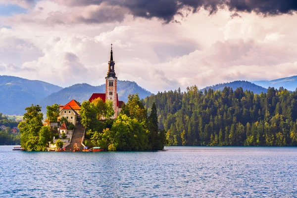 Bled Gölü yaz — Stok fotoğraf