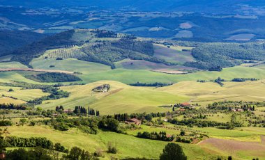 Toskana manzara, alanlar ve çayırlar Volterra yakınlarında