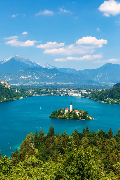 Panoramic view of Bled Lake, Slovenia — Stock Photo, Image