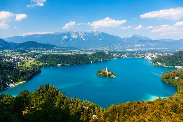 Vista panorámica del lago Bled, Eslovenia Fotos de stock