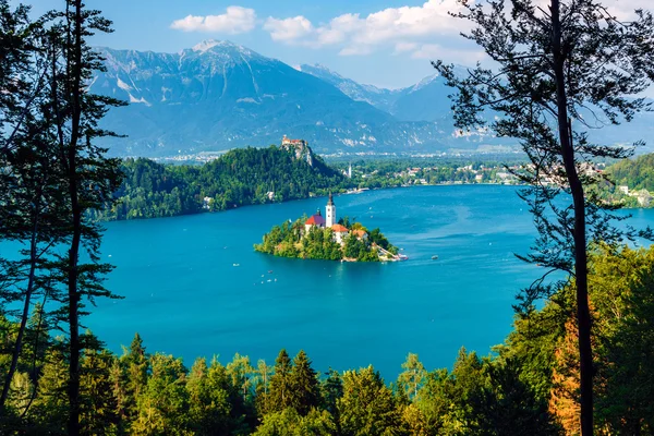 Vista panorámica del lago Bled, Eslovenia — Foto de Stock