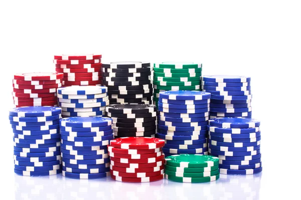 Montones de fichas de poker — Foto de Stock