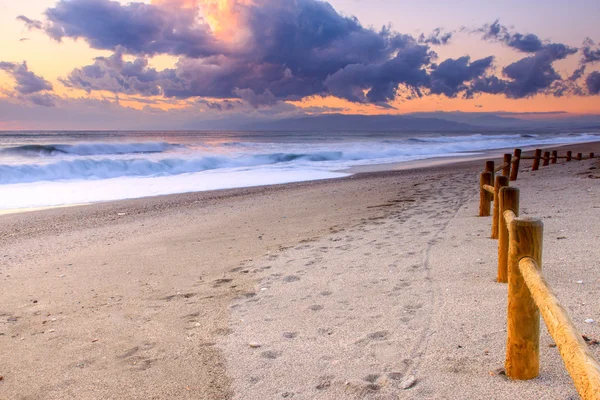 Sonnenuntergang Strand in gabo de gata — Stockfoto