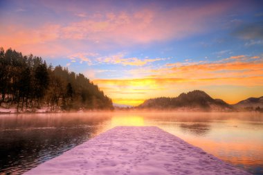 İle kış, Slovenya, Avrupa'nın lake bled