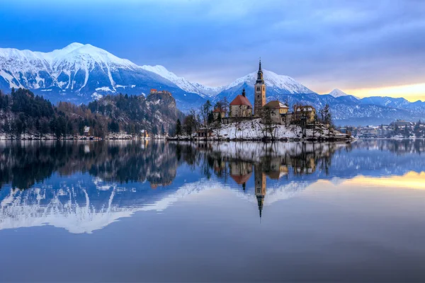 Bled в зимовий період, Словенія, Європа — стокове фото