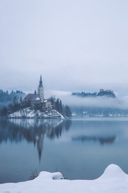 İle kış, Slovenya, Avrupa'nın lake bled