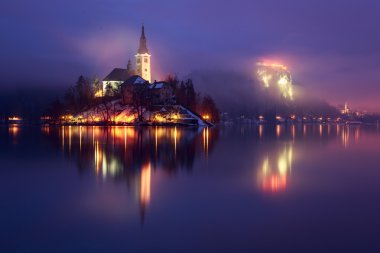 İle kış, Slovenya, Avrupa'nın lake bled