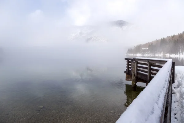 Зима на озере Бохинь — стоковое фото