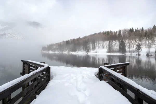 Invierno en el lago Bohinj — Foto de Stock