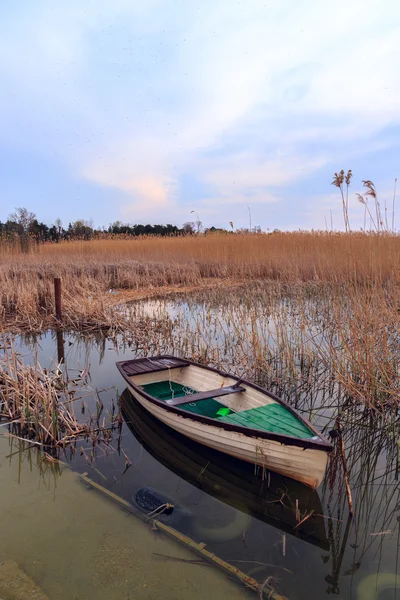 Tramonto sul lago Balaton in barca — Foto Stock