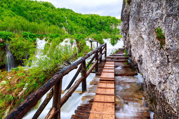 Wooden path in National Park in Plitvice