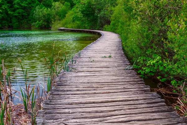 Paseo marítimo en el parque Plitvice lagos — Foto de Stock