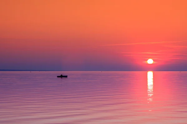 Bellissimo tramonto nel lago Balaton — Foto Stock