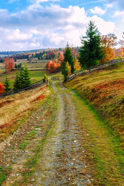 Morning in colorful autumn landscape in Romania — Stock Photo, Image