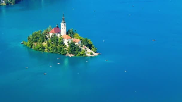 Panoramic view of Bled Lake, Slovenia — Stock Video