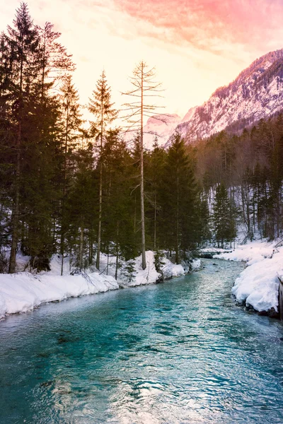 Mountain river in winter time — Stock Photo, Image