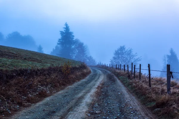Färgglad höst road landskap i bergen i Transsylvanien — Stockfoto