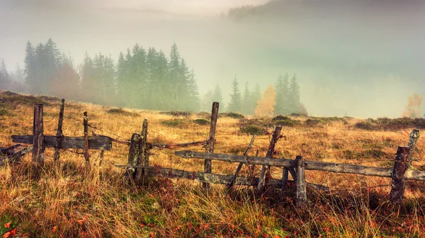 Färgglad höst landskap scen med staket i Transsylvanien — Stockfoto
