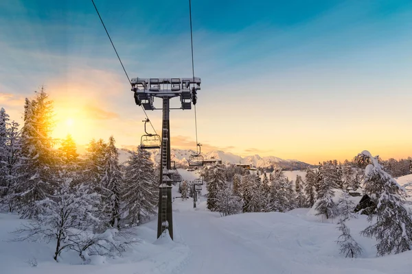 Magnifique centre de ski coucher de soleil de Vogel — Photo