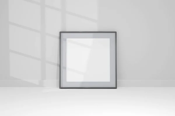 Mockup Noir Cadre Photo Sur Mur Avec Des Ombres — Photo