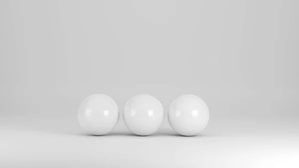 Three White Spheres White Background Rendering — Stock Photo, Image