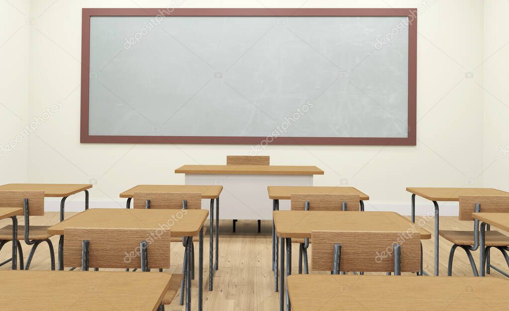 An Empty school classroom interior 3d illustration