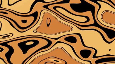 Akan organik hatları turuncu ve siyah tonlarda olan soyut animasyon desenleri. Yumuşak döngü hareketi modern tasarım için dinamik bir dekoratif zemin yaratır.