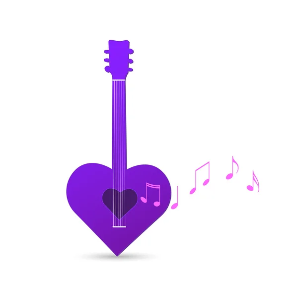 Herzdesign der Gitarre — Stockvektor