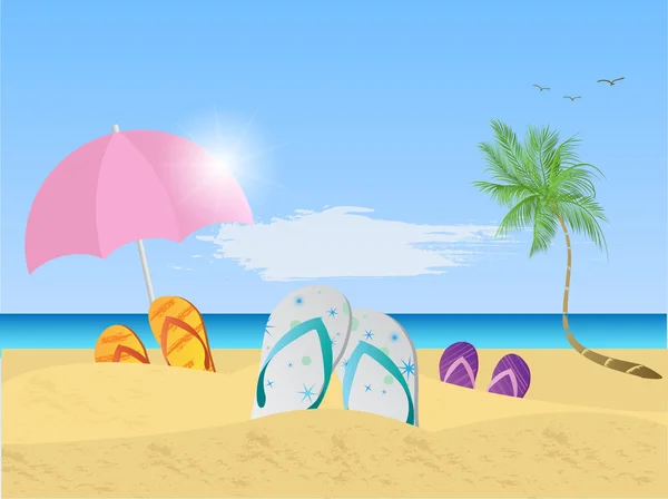 Beach Scene Illustration — Stock Vector