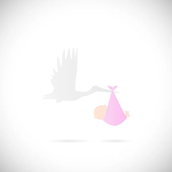 Stork och Baby Illustration — Stock vektor