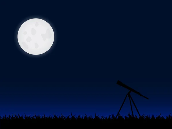 Telescope and Moon Illustration — Stock Vector